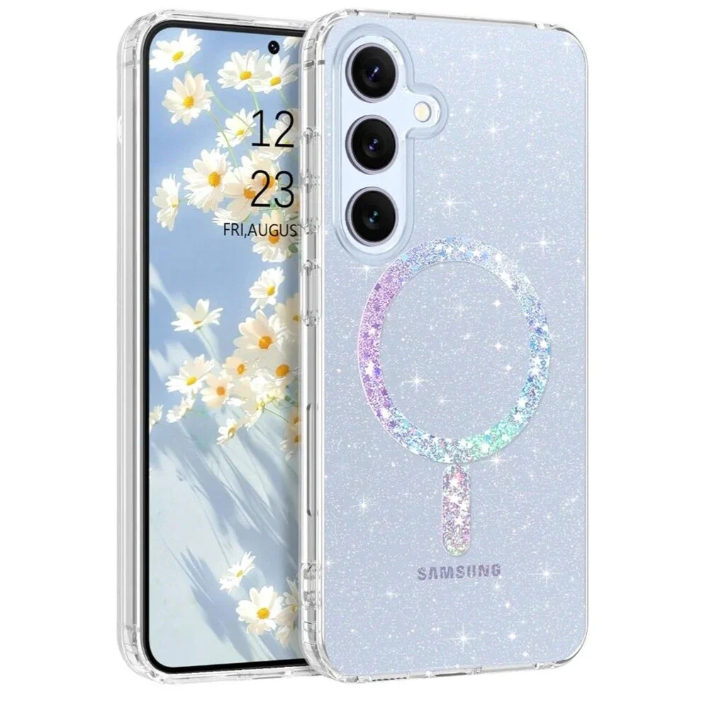 Magnetic Case Samsung Galaxy S24 FE  Clear Crystal Sparkly Shockproof Protective